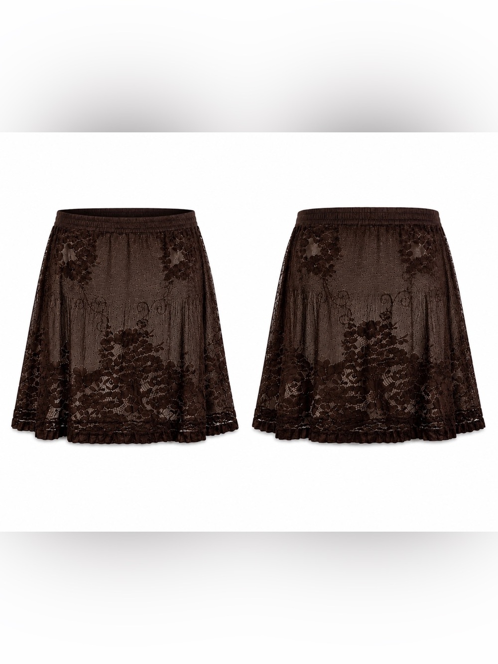 Max Edition Lace Skirt – Women’s XL – Brown Floral Lace Overlay Y2K - Picture 5 of 7